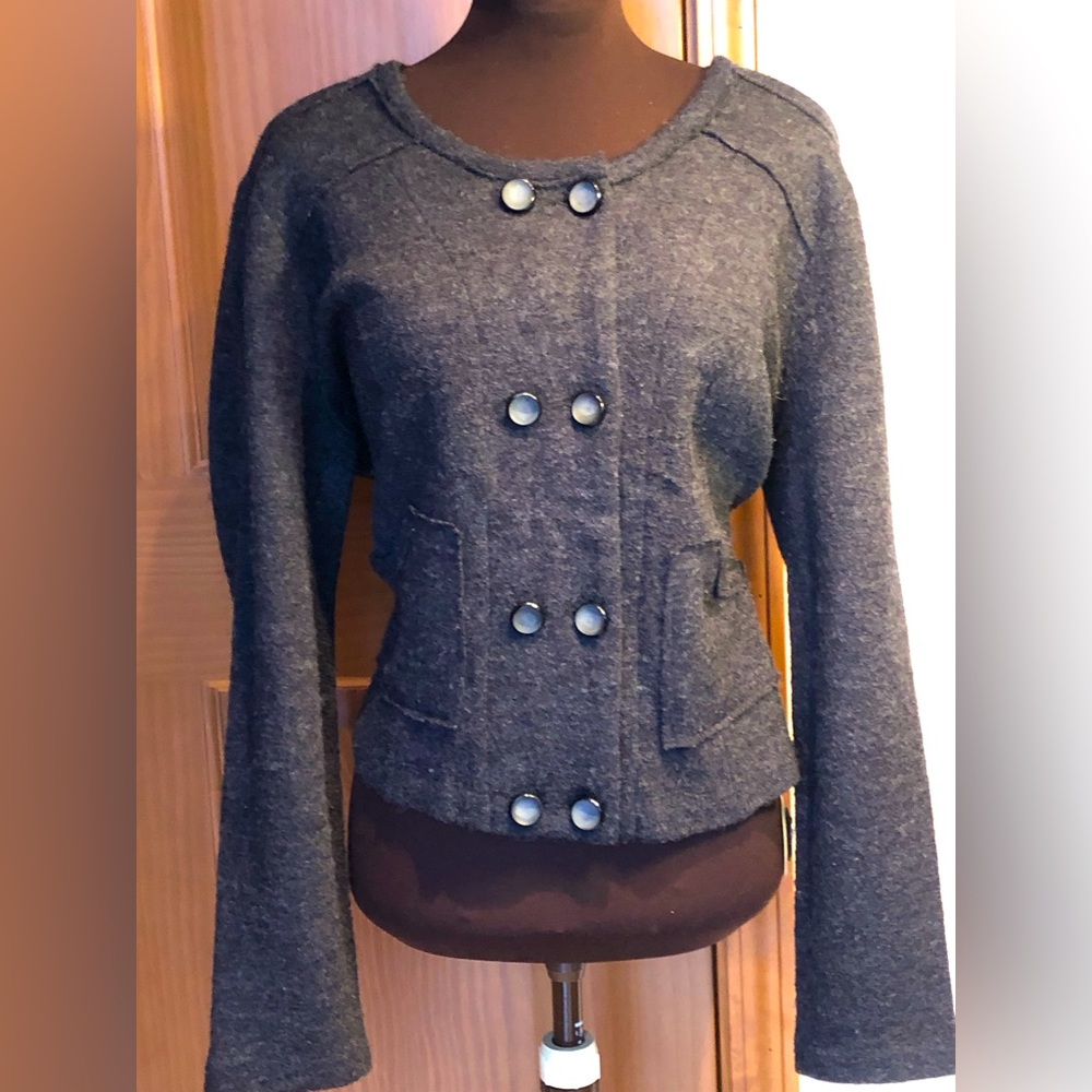 CAbi Gray Double-Breasted Blazer